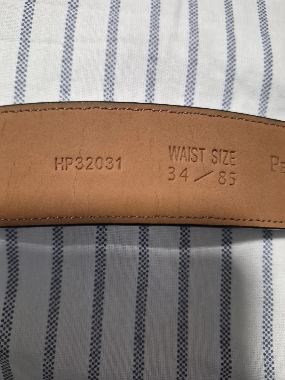 Perry Ellis Brown Leather Belt with Brush NickelBuckle Genuine‎ Cowhide Size 34